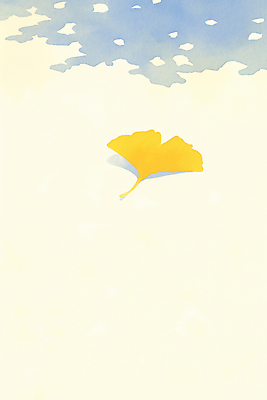 JPG 낙엽 일러스트 하늘 수채화 사람없음 햇빛 평화 고요 가을 은행잎 카피스페이스 연노랑색 국내일러스트 AI일러스트 AI콘텐츠 계절 컨셉 잎 태양 노란색 공백 파일형식