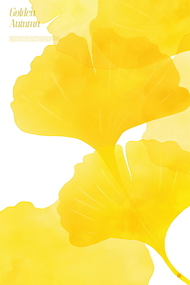 PSD 백그라운드 일러스트 수채화 풍경 사람없음 노란색 가을 은행잎 국내일러스트 계절 컬러 잎 파일형식