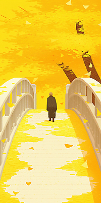 JPG 전신 남자 백그라운드 낙엽 일러스트 한명 노란색 가을풍경 고요 떨어짐 은행나무 풍경화 가교 국내일러스트 AI일러스트 AI콘텐츠 나무 1 건축물 컬러 컨셉 잎 사람 풍경 그림 파일형식 가을_계절