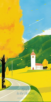 PSD 나무 기독교 길 단풍 일러스트 자연 하늘 바람 산 풍경 사람없음 교회 평화 가을 시골 언덕 국내일러스트 자연요소 식물 계절 종교 컨셉 잎 종교건축 날씨 건물 생태계 파일형식