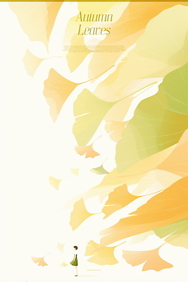 PSD 일러스트 자연 나뭇잎 수채화 한명 사람 평화 고요 가을 은행잎 국내일러스트 1 계절 컨셉 잎 생태계 파일형식