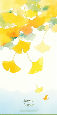 PSD 백그라운드 일러스트 자연 하늘 수채화 사람없음 노란색 가을 떨어짐 은행잎 국내일러스트 계절 컬러 컨셉 잎 생태계 파일형식