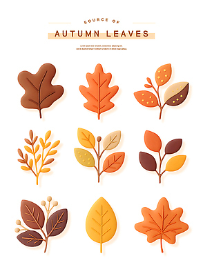 PSD 편집이미지 낙엽 자연 나뭇잎 사람없음 3D 가을 오브젝트 편집3D 계절 잎 디지털합성 생태계 파일형식