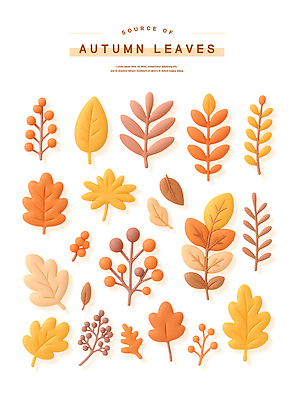 PSD 편집이미지 낙엽 자연 나뭇잎 사람없음 3D 가을 오브젝트 편집3D 계절 잎 디지털합성 생태계 파일형식