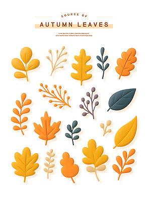 PSD 편집이미지 낙엽 나뭇잎 사람없음 3D 가을 오브젝트 편집3D 계절 잎 디지털합성 파일형식