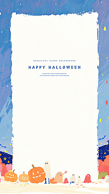 PSD 일러스트 밤하늘 호박 수채화 프레임 사람없음 파티 축제 가을 유령 잭오랜턴 카피스페이스 국내일러스트 계절 채소 하늘 이벤트 공백 할로윈 야간 파일형식