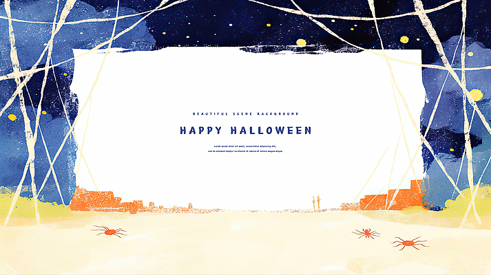 PSD 길 일러스트 밤하늘 수채화 사람없음 축제 팻말 할로윈 거미줄 거미 카피스페이스 국내일러스트 곤충 하늘 프레임 공백 야간 파일형식