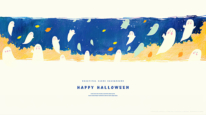 PSD 백그라운드 낙엽 일러스트 수채화 사람없음 축제 할로윈 가을 유령 즐거움 카피스페이스 국내일러스트 계절 감정 잎 공백 파일형식