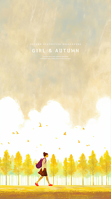 PSD 나무 구름 학생 여자 교복 일러스트 청소년 자연 하늘 수채화 한명 걷기 가을 새떼 국내일러스트 자연요소 식물 1 옷 계절 모션 조류 사람 생태계 파일형식