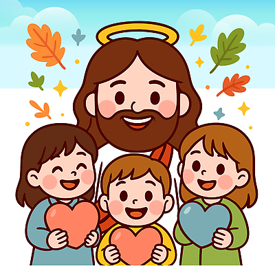 여자 남자 행복 어린이 일러스트 사랑 미소 들기 상반신 기쁨 하트 예수 즐거움 초대 추수감사절 국내일러스트 AI파일 모양 감정 기독교 모션 표정 사람 신_종교 파일형식 벡터