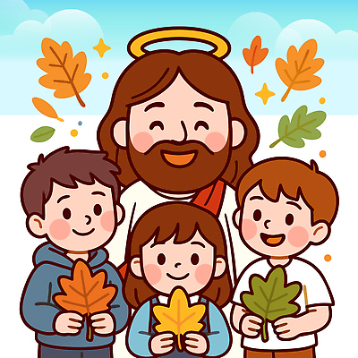 여자 남자 행복 어린이 단풍 낙엽 일러스트 나뭇잎 미소 들기 여러명 상반신 친구 기쁨 가을 예수 즐거움 초대 추수감사절 국내일러스트 AI파일 계절 감정 기독교 다수 잎 관계 모션 표정 사람 신_종교 파일형식 벡터