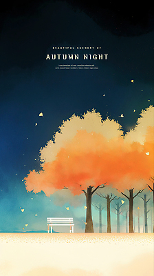 PSD 나무 식물 계절 공원 컬러 백그라운드 단풍 낙엽 잎 벤치 의자 일러스트 자연 페인팅 하늘 단풍나무 바람 나뭇잎 수채화 풍경 초록색 파란색 추석 주황색 황혼 일몰 가을 야간 저녁 은행잎 조용 감성 뷰티풀 차분 국내일러스트 자연요소 공공시설 명절 가구 컨셉 날씨 노을 생태계 파일형식