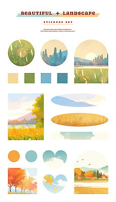 PSD 나무 디자인 계절 컬러 스티커 일러스트 자연 하늘 산 풍경 물 여름 인테리어 평화 감성 조화 뷰티풀 창의력 국내일러스트 자연요소 식물 컨셉 생태계 파일형식