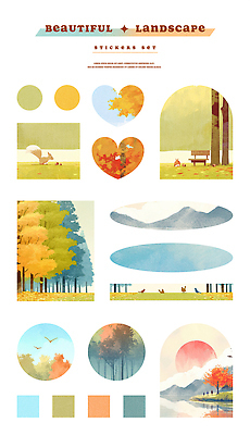 PSD 나무 동물 캐릭터 디자인 예술 컬러 스티커 패턴 일러스트 자연 하늘 산 사랑 풍경 장식 여름 컬러풀 가을 감성 조화 창의성 국내일러스트 일러캐릭터 식물 계절 감정 컨셉 무늬 생태계 파일형식