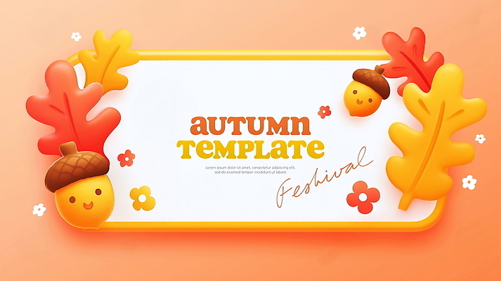 PSD 템플릿 편집이미지 디자인 계절 포스터 컬러 백그라운드 나뭇잎 장식 축제 가을 도토리 감성 뷰티풀 창의성 아기자기 이미지편집 컨셉 잎 견과류 파일형식