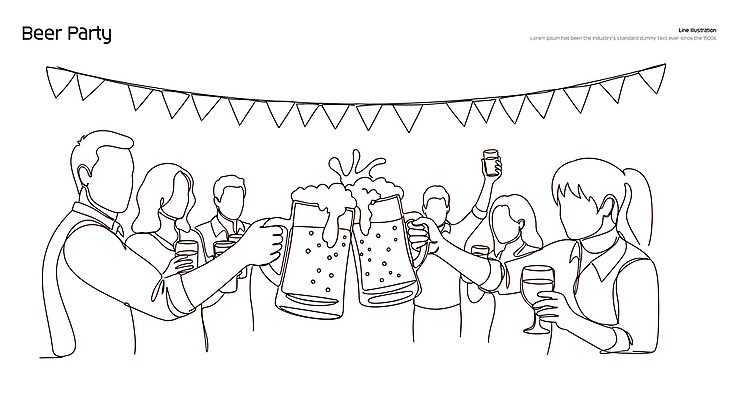 여자 남자 음료 와인잔 일러스트 잔 기념 맥주 함께함 대화 웃음 들기 이벤트 여러명 취미 친구 파티 축제 거품 기쁨 모임 축하 알코올 분위기 라인아트 즐거움 건배 맥주잔 가랜드 맥주거품 국내일러스트 AI파일 식기 감정 선 다수 컨셉 술잔 관계 모션 주류 표정 말하기 사람 파티용품 파일형식 벡터