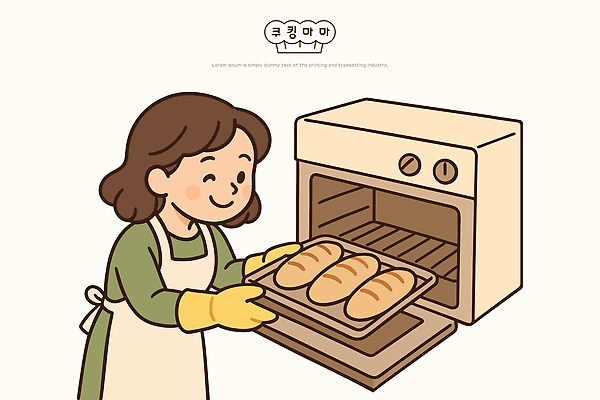 여자 행복 음식 빵 일러스트 가족 디저트 따뜻함 표정 요리 미소 취미 주방 오븐 제빵 소통 식사준비 맛있는 국내일러스트 AI파일 감정 컨셉 관계 사람 제과제빵 가전제품 준비 파일형식 벡터