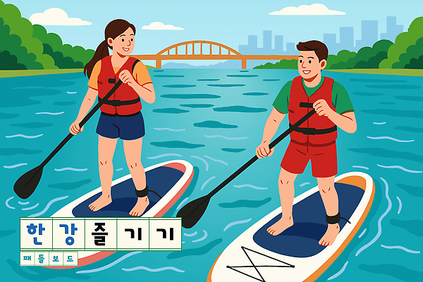 일러스트 가족 모션 자연 물놀이 레저 취미 두명 여름 친구 강 도시풍경 장비 탐험 수상스포츠 균형 즐거움 한강 패들보드 국내일러스트 AI파일 계절 감정 스포츠 관계 놀이 서울 사람 풍경 도시 서핑 생태계 랜드마크 파일형식 벡터