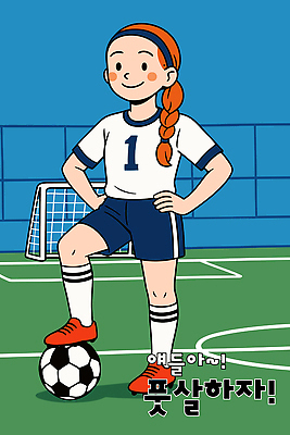 여자 교육 스포츠 일러스트 축구공 모션 청소년 놀이 협력 소녀 경기 운동복 운동 축구 자신감 그룹 골대 비타민 국내일러스트 AI파일 옷 감정 어린이 공 축구용품 건강 사람 구기 영양소 파일형식 벡터