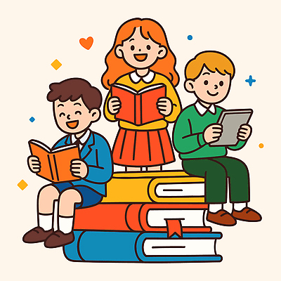 학생 교육 어린이 컬러 일러스트 교실 휴식 표정 실험 책 친구 학습 독서 교양 성장 도서관 즐거움 창의성 국내일러스트 AI파일 감정 컨셉 학교 관계 사람 파일형식 벡터