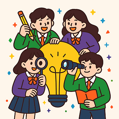 손 교육 어린이 과학 일러스트 전구 모션 실험 친구 학습 연필 모임 탐험 관찰 묘기 즐거움 호기심 그림 상상력 창의력 국내일러스트 AI파일 감정 컨셉 관계 학용품 사람 신체부위 필기구 파일형식 벡터