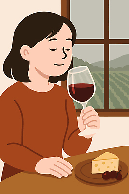 여자 감정 음료 일러스트 창문 자연 탁자 치즈 주택 대화 요리 친구 파티 와인 식사 분위기 편안함 즐거움 포도밭 순간 오후 국내일러스트 AI파일 가구 컨셉 밭 관계 유제품 주류 말하기 사람 이벤트 건물 감각 생태계 파일형식 벡터