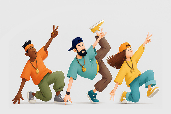 JPG 캐릭터 옷 여자 남자 예술 컬러 포즈 일러스트 모션 친구 유행 자유 춤 즐거움 애니메이션 스타일 스트릿댄스 국내일러스트 일러캐릭터 AI일러스트 AI콘텐츠 감정 컨셉 관계 문화예술 사람 파일형식