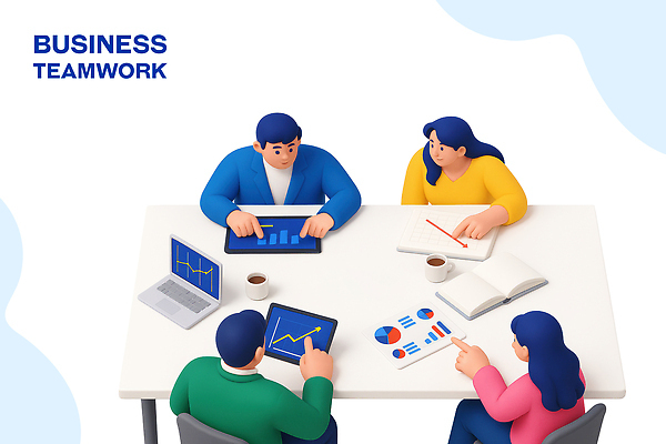 PSD 편집이미지 비즈니스 탁자 회의 협력 직장 노트북 사무실 자료 전문직 토론 분석 전략 서류판 편집3D 직업 가구 컨셉 회사 전자제품 3D 사무용품 파일형식