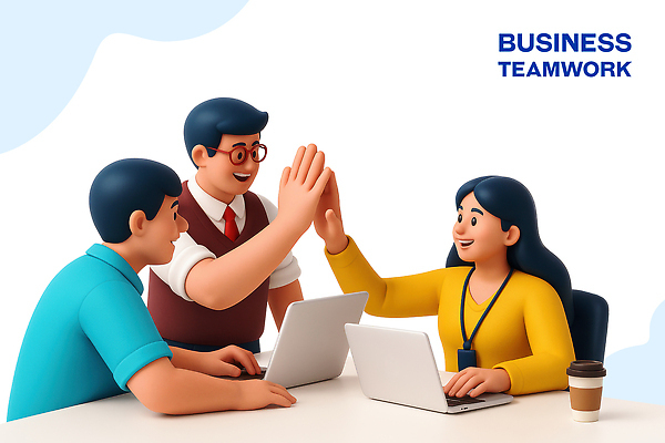 PSD 편집이미지 비즈니스 성공 회의 협력 아이디어 직장 대화 여러명 노트북 사무실 기쁨 하이파이브 소통 편집3D 감정 다수 컨셉 회사 말하기 사람 손짓 전자제품 3D 파일형식