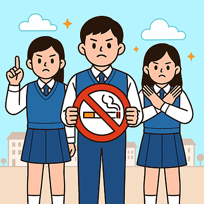 학생 교육 캠페인 일러스트 학교 모션 청소년 흡연 건강 표지판 청소 법 금연 공공장소 공동체 흡연금지 국내일러스트 AI파일 담배 알림판 사람 장소 금지 사회이슈 파일형식 벡터