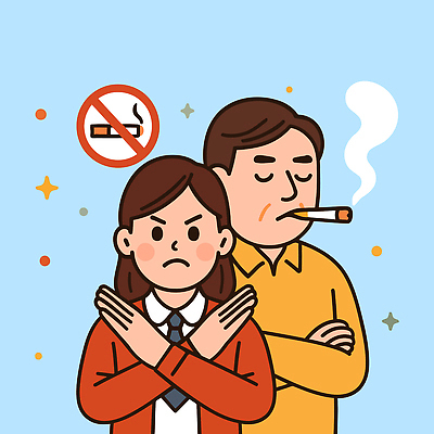 웰빙 여자 남자 일러스트 흡연 담배 표정 건강 대화 경고 환경 대립 금지 무관심 갈등 반대 소통 비흡연자 흡연자 국내일러스트 AI파일 감정 컨셉 말하기 사람 파일형식 벡터