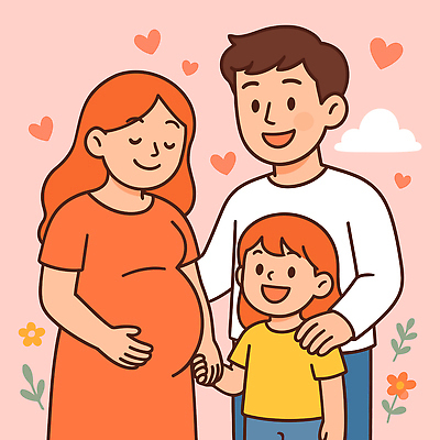 전신 손 부부 행복 어린이 백그라운드 일러스트 가족 포옹 엄마 기념 함께함 따뜻함 사랑 미소 웃음 세명 30대 임산부 임신 기쁨 축하 아빠 순간 연락 국내일러스트 AI파일 커플 감정 컨셉 관계 안기 표정 사람 신체부위 장년 파일형식 벡터