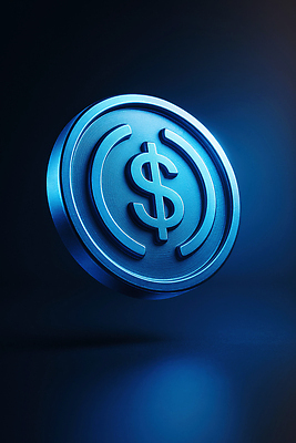 JPG 편집이미지 디자인 상징 돈 조명 기술 그래픽 금융 경제 파란색 디지털 동전 거래 가상화폐 편집3D 스테이블코인 AI컴퓨터그래픽 AI콘텐츠 컬러 3D 재산 파일형식