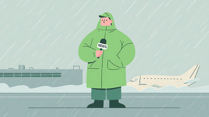 JPG 겨울 일러스트 바람 날씨 비행기 야외 초록색 환경 촬영 대기 기자 뉴스 소식 공항 사건 빗자루 우비 폭풍 취재 국내일러스트 AI일러스트 AI콘텐츠 자연요소 직업 옷 계절 컬러 항공교통 교통시설 대중교통 청소도구 파일형식