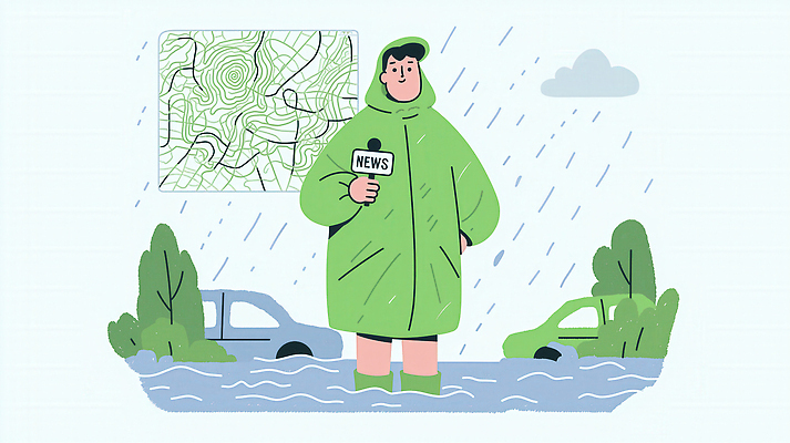 JPG 구름 도로 백그라운드 지도 일러스트 자동차 날씨 사람 물 정보 대기 기자 뉴스 변화 홍수 자연재해 우비 지역 국내일러스트 AI일러스트 AI콘텐츠 자연요소 직업 옷 길 육상교통 컨셉 교통시설 재해 파일형식