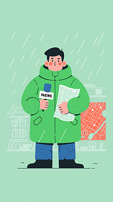 JPG 컬러 일러스트 날씨 풍경 외투 도시 기자 신문 뉴스 만화 빗자루 마이크 보고서 준비 방송 소통 가벼움 취재 국내일러스트 AI일러스트 AI콘텐츠 직업 음향기기 컨셉 상의 간행물 무게 청소도구 파일형식