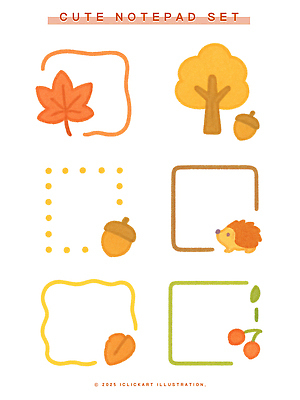 PSD 나무 손글씨 디자인 컬러 패턴 일러스트 나뭇잎 문구용품 세트 귀여움 가을 메모지 그림 도토리 고슴도치 국내일러스트 식물 계절 컨셉 잎 무늬 포유류 사무용품 견과류 오브젝트 파일형식
