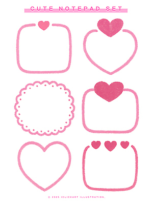 PSD 디자인 분홍색 일러스트 문구용품 프레임 선물 일상 장식 세트 사무용품 하트 기록 메모지 오브젝트 스크롤 창의력 아기자기 국내일러스트 모양 컬러 컨셉 라이프 파일형식