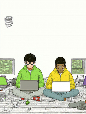 JPG 무료이미지 컬러 일러스트 협력 기술 정보기술 친구 노트북 학습 컴퓨터 스크린 전선 정보 도구 집중 과제 학원 개발 창의성 프로그래밍 코딩 자막 국내일러스트 AI일러스트 AI콘텐츠 교육 컨셉 관계 전자제품 작업 컴퓨터교육 파일형식