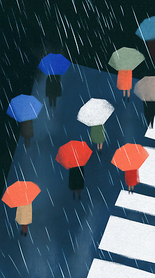 JPG 컬러 이동 일러스트 우산 날씨 거리 풍경 여러명 회색 다양 도시 보행자 횡단보도 도심 혼잡 빗자루 빗방울 가로수 장마 소음 스타일 수평선 국내일러스트 AI일러스트 AI콘텐츠 다수 컨셉 사람 소리 비_날씨 보행로 청소도구 파일형식