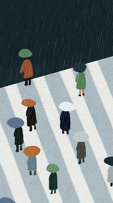 JPG 컬러 낙엽 패턴 일러스트 우산 날씨 조명 거리 대중교통 바닥 사람 풍경 일상 걷기 줄무늬 회색 도시 보행자 빗자루 장마 흐림 국내일러스트 AI일러스트 AI콘텐츠 교통수단 잎 무늬 모션 라이프 비_날씨 청소도구 파일형식