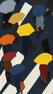 JPG 도로 길 컬러 여행 패턴 일러스트 우산 모션 날씨 거리 여러명 생활 걷기 도시 보행자 빗자루 교차로 장마 비구름 시민 국내일러스트 AI일러스트 AI콘텐츠 다수 무늬 교통시설 사람 비_날씨 청소도구 먹구름 국민 파일형식 구름_자연