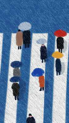 JPG 시선 도로 컬러 교통 이동 일러스트 우산 날씨 거리 사람 일상 빨간색 파란색 도시풍경 노란색 걷기 회색 도시 보행자 횡단보도 빗자루 장마 국내일러스트 AI일러스트 AI콘텐츠 길 컨셉 교통시설 모션 풍경 라이프 비_날씨 보행로 청소도구 파일형식