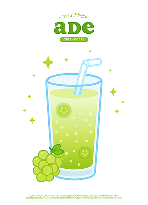 음료 과일 일러스트 자연 포도 잔 풍경 여름 정원 얼음 신선 달콤 과즙 에이드 국내일러스트 AI파일 자연요소 식기 계절 맛 생태계 파일형식 벡터