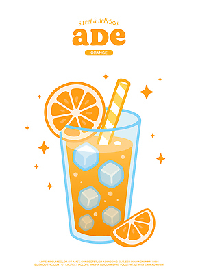 디자인 음료 조각 오렌지 과일 일러스트 잔 여름 얼음 더위 시원함 상큼 과즙 색감 에이드 디지털아트 국내일러스트 AI파일 자연요소 식기 계절 날씨 파일형식 벡터