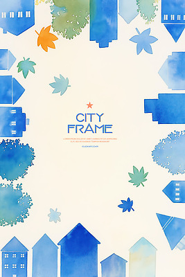 PSD 나무 디자인 공원 예술 컬러 일러스트 자연 수채화 풍경 건물 그래픽 초록색 파란색 감상 가을 도시 그림 조화 창의성 국내일러스트 식물 건축물 계절 공공시설 생태계 파일형식