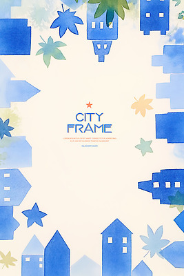 모양 PSD 디자인 감정 여유 예술 백그라운드 일러스트 자연 나뭇잎 수채화 주택 풍경 그래픽 초록색 파란색 도시 분위기 편안함 그림 색감 국내일러스트 컬러 컨셉 잎 건물 감각 생태계 파일형식