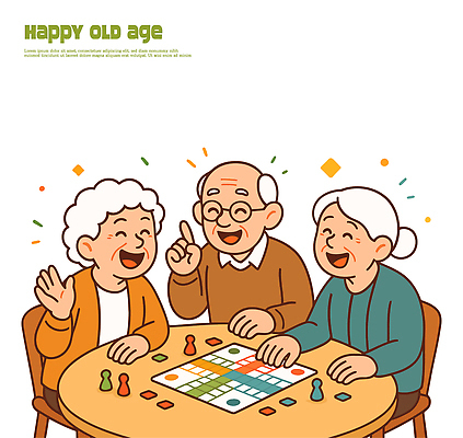 노년 행복 일러스트 가족 놀이 대화 사랑 웃음 취미 친구 만남 게임 편안함 즐거움 제사 보드게임 오후 국내일러스트 AI파일 감정 컨셉 관계 표정 말하기 성인 감각 전통의례 파일형식 벡터