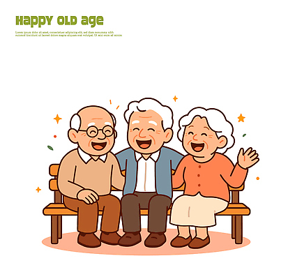 공원 노년 행복 감정 여유 벤치 일러스트 가족 이야기 대화 사랑 웃음 취미 라이프 친구 세대 소통 국내일러스트 AI파일 공공시설 컨셉 의자 관계 표정 말하기 성인 생활 파일형식 벡터