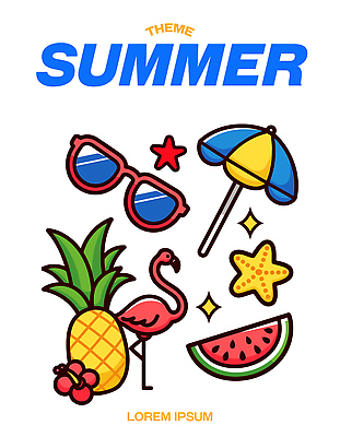 별 컬러 과일 일러스트 휴식 수박 해변 여름 여름휴가 선글라스 야외활동 파라솔 선탠 더위 플라밍고 파인애플 즐거움 테마 여름축제 국내일러스트 AI파일 자연요소 계절 감정 안경 바다 컨셉 조류 날씨 휴가 축제 열대과일 파일형식 벡터 여름_계절